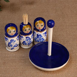 Набор для специй дерево Гжель, 15 мл., ручная роспись - Simaland фото 2