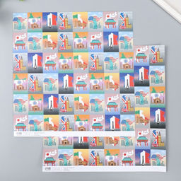 Цена за 5 шт. Бумага для скрапбукинга двусторонняя «Путешествия», плотность 180 г, 30.5×32 см