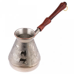 Турка медная 540мл "Кошки", д10см, h11,7см, s0,8мм, деревянная ручка (Россия)