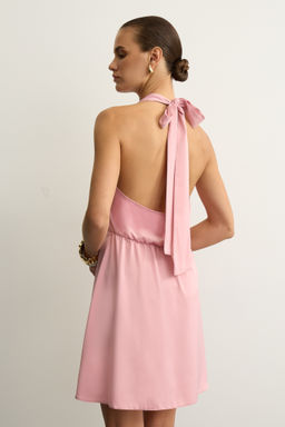 Платье мини из сатина с драпированным лифом - Mollis фото 4