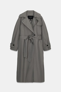 TRENCH OVERSIZE CINTUR?N ZW COLLECTION / Gris / Tostado - Zara фото 4