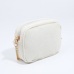 Сумка женская кросс-боди на молнии, 20×7×15 см, на цепочке, бежевая