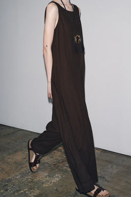 ZW COLLECTION LINEN BLEND LONG JUMPSUIT - Zara фото 2