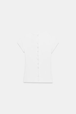 CAMISETA RIB BOTONES / Blanco roto - Zara фото 4