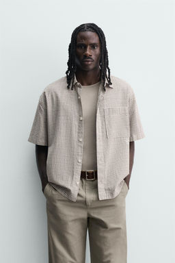 CAMISA RELAXED FIT CUADROS TEXTO / Azul - Zara фото 2