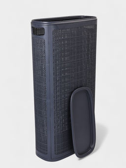 Плетёная корзина для белья с крышкой "Лён" 60л 43×20×80см, цвет графит