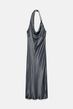 ASYMMETRIC BEADED SATIN MIDI DRESS - Zara фото 8