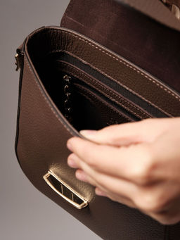 Сумка кожаная через плечо Deboro 3158 коричневый торф