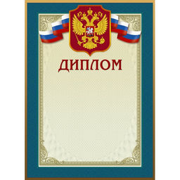 Диплом 46/Д голубая рамка, герб, трик., 230 г/кв.м, 10шт/уп