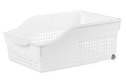 Контейнер хозяйственный 30,5*21*12,5 см Лофт белый на колесах широкий (модель - 622006)