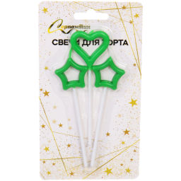 Свечи в торт "Загадай желание" 3шт. 10 См, зеленый