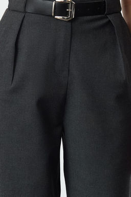 TRENDYOLMILLA Antrasit Kemerli Straigt/Duz Kesim Dokuma Kumas Pantolon TWOAW25PL00046  фото 6
