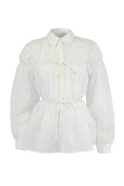 Beyaz Studio Transparan Lastik Detayl? Gomlek TWOSS26GO00145