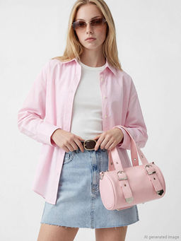 Toka Detayl? Deri G?r?n?ml? Kad?n Omuz ?antas?