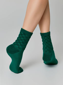 Цена за 2 пары. Носки Теплые CONTE COMFORT Махровые носки из хлопка с объемными рисунками зеленый - Conte elegant фото 4