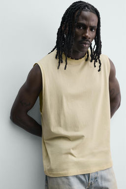 CAMISETA TANK LAVADA / Amarillo claro