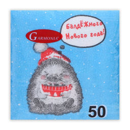 Цена за 5 шт. Салфетки бумажные Новогодний ёжик 1 слой, 24?24 см, 50 шт.