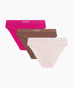ATLANTIC 3CLP-012 Трусы спорт Sport - набор 3 шт. фуксия + светлый капучино + светло-розовый