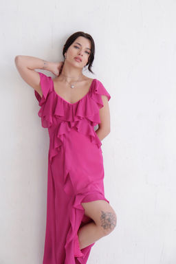 Платье с воланами малиновое - Martichelli фото 6