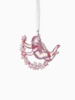 Цена за 2 шт. Ёлочная игрушка Зимнее волшебство. Ангел на звездах пластик, 78 см, сиреневый перелив фото 12