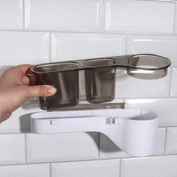 Органайзер настенный, 3 секции, с клеевыми крючками, 28.7×10.5×8.5 см, коричневый, белый