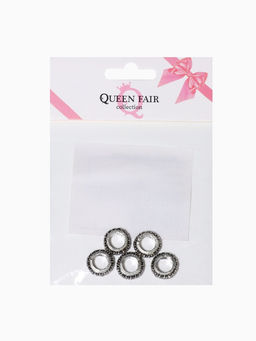 Цена за 5 шт. Шарм разделитель для бусин Кольцо, блеск, белый в серебре