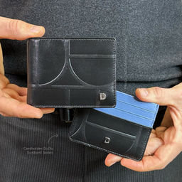 Итальянский кожаный кошелёк DuDu серии Caprera | черно-голубой - Dudubags фото 4