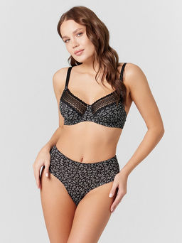 Бюстгальтер женский черный с принтом и кружевом листики на черном1 512497 - Mark formelle фото 11