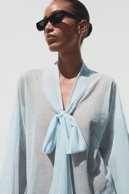 SEMI-SHEER KNITTED BLOUSE - Zara фото 3