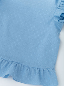 Блуза для девочки с коротким рукавом, голубой - Lesi kids фото 4