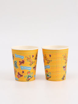 Посуда одноразовая бумажная на 10 персон «Простоквашино»: стаканы, тарелки, скатерть, Союзмультфильм