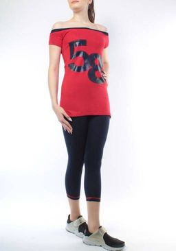 1202 RED/DK. BLUE Спортивный костюм для фитнеса женский (90% вискоза, 10% лайкра)