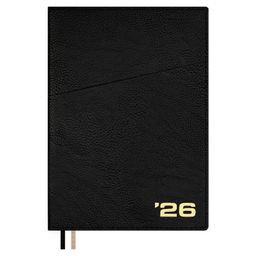 Ежедневник датированный 2026 ESCALADA, А5+, 176 л., арт. 70208/ 10 ШЕВРЕТ ЧЁРНЫЙ (кожзам: 175x245 мм