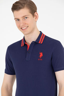 U. S. Polo Assn Мужская темно-синяя базовая футболка с воротником-поло - U.s. polo assn фото 2