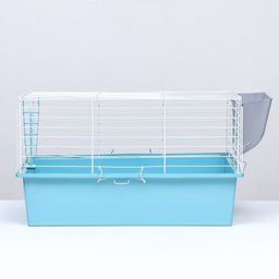 Клетка для грызунов Пижон №1 складная, 58 х 40 х 34 см (+миска, 2 кормушки), бирюзовая  фото 8