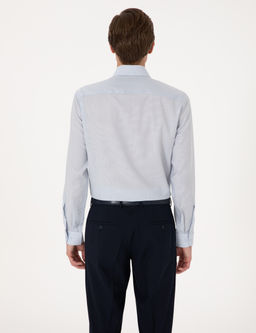 A__k Mavi Slim Fit %100 Y_n Uzun Kollu G_mlek