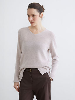 V Yaka Kad?n Triko Kazak