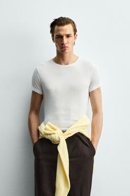 CAMISETA SLIM FIT ESTRUCTURA VISCOSA / Blanco - Zara фото 2
