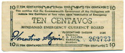 10 сентаво 1943 года Филиппины (Минданао, Администрация США)