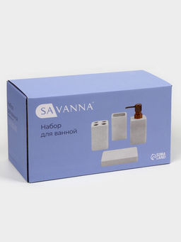 Набор для ванной SAVANNA Tidy, 4 предмета, мыльница, дозатор для мыла, 2 стакана  фото 9