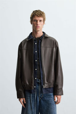 LEATHER EFFECT BOMBER JACKET - Zara фото 2
