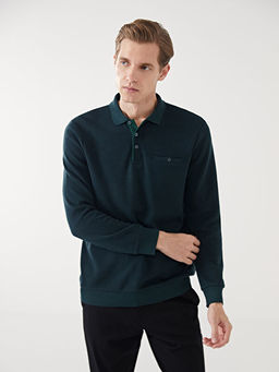 Polo Yaka Uzun Kollu Erkek Sweatshirt