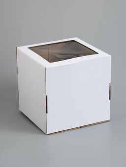 Коробка для торта, кондитерская, белая, с окном 30×30×30 см Набор 10 шт.