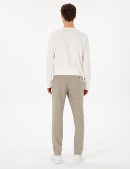 Bej Slim Fit Y_n Kar___ml_ Kanvas Pantolon - Cacharel фото 4