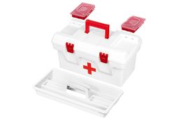 Ящик для медикаментов-аптечка 16 л 40,5*23,5*21 см Массимос крыш.с 2-мя защел.и 2-мя органай+вклад