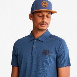 Мужские поло с коротким рукавом Timberland Polo Eco-Ready Supima Jersey Anti-Odor Regular синяя  фото 3