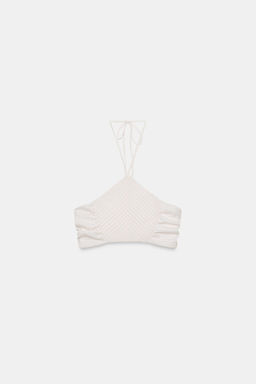 TOP CROP HALTER CUADRO VICHY / Crudo / Beige - Zara фото 5