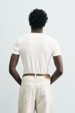 CAMISETA RIB CUELLO PANADERO / Blanco roto