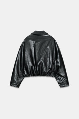 CHAQUETA BOMBER EFECTO PIEL / Negro - Zara фото 5
