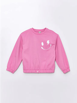 Bisiklet Yaka Uzun Kollu Bask?l? K?z ?ocuk Sweatshirt